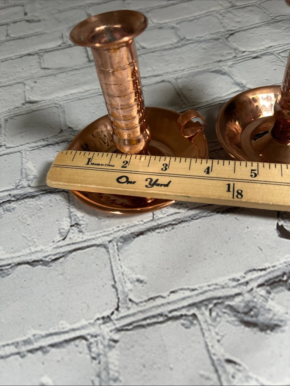 2 Copper Handmade Candle Holder with Handle Vintage Boho Design 4”